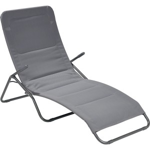 Lettino prendisole t.b.t. grigio con schienale regolabile per giardino e terrazza.