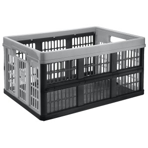 Cesta pieghevole argentata, capacità 45 l, ideale per lo stoccaggio e salvaspazio quando piegata.