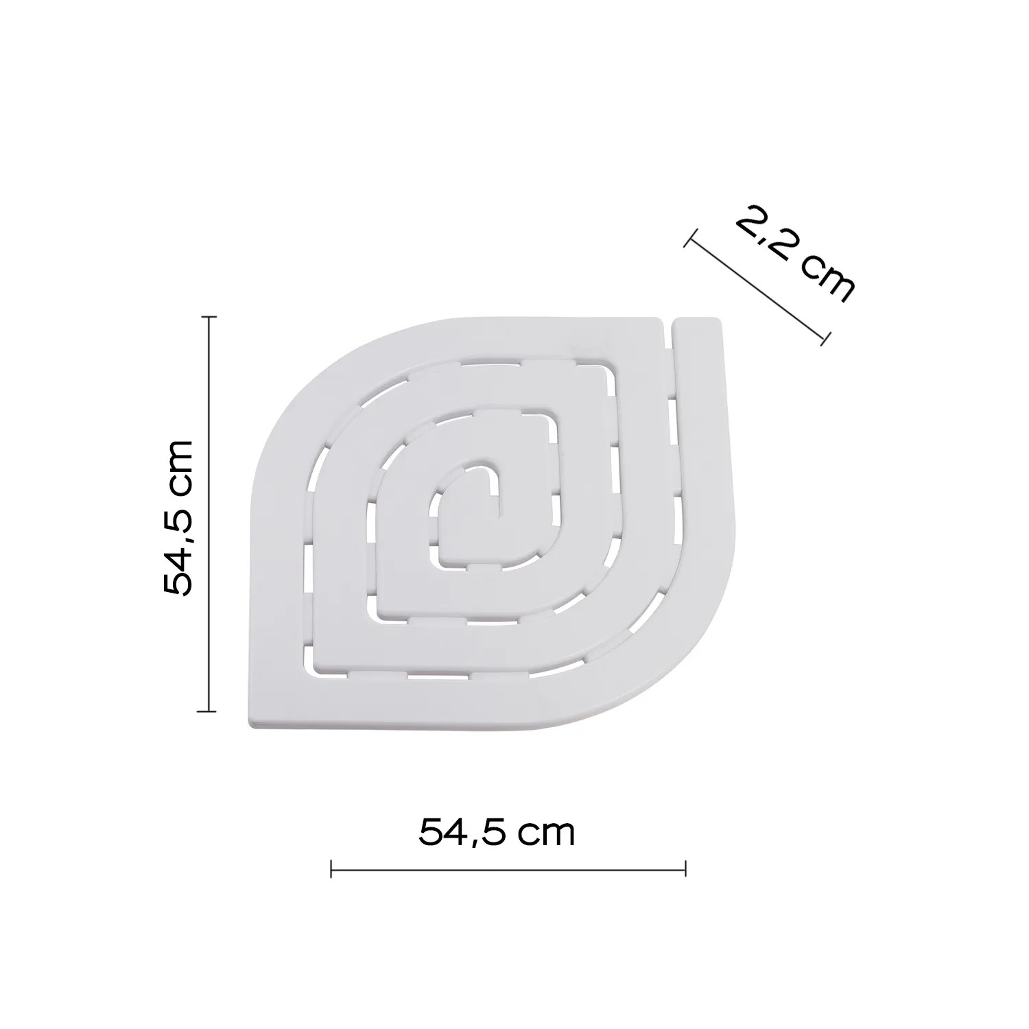 Tappetino doccia bianco con dimensioni 54,5 x 54,5 cm, accessorio per doccia.