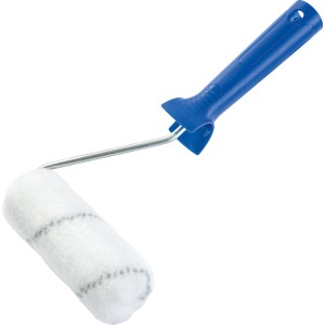 Rullo per vernici LUX PRO, grigio, Ø 5,5 cm x 10 cm, con manico blu. Ideale per vernici a solvente.