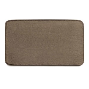 Tappeto da bagno rettangolare marrone con superficie morbida.