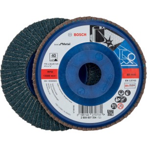 Disco lamellare Bosch Best for Metal, 115 mm, disco abrasivo per smerigliatrice angolare.