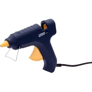 Pistola per colla a caldo Rapid EG111, blu, con grilletto giallo e 500g di stick di colla.