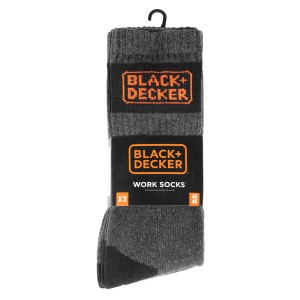 Calze da lavoro grigie Black+Decker in confezione da 3, taglia 43-46.