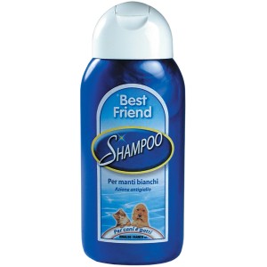 Shampoo per cani Best Friend blu, adatto per manti chiari.