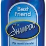 Shampoo per cani Best Friend blu, adatto per manti chiari.
