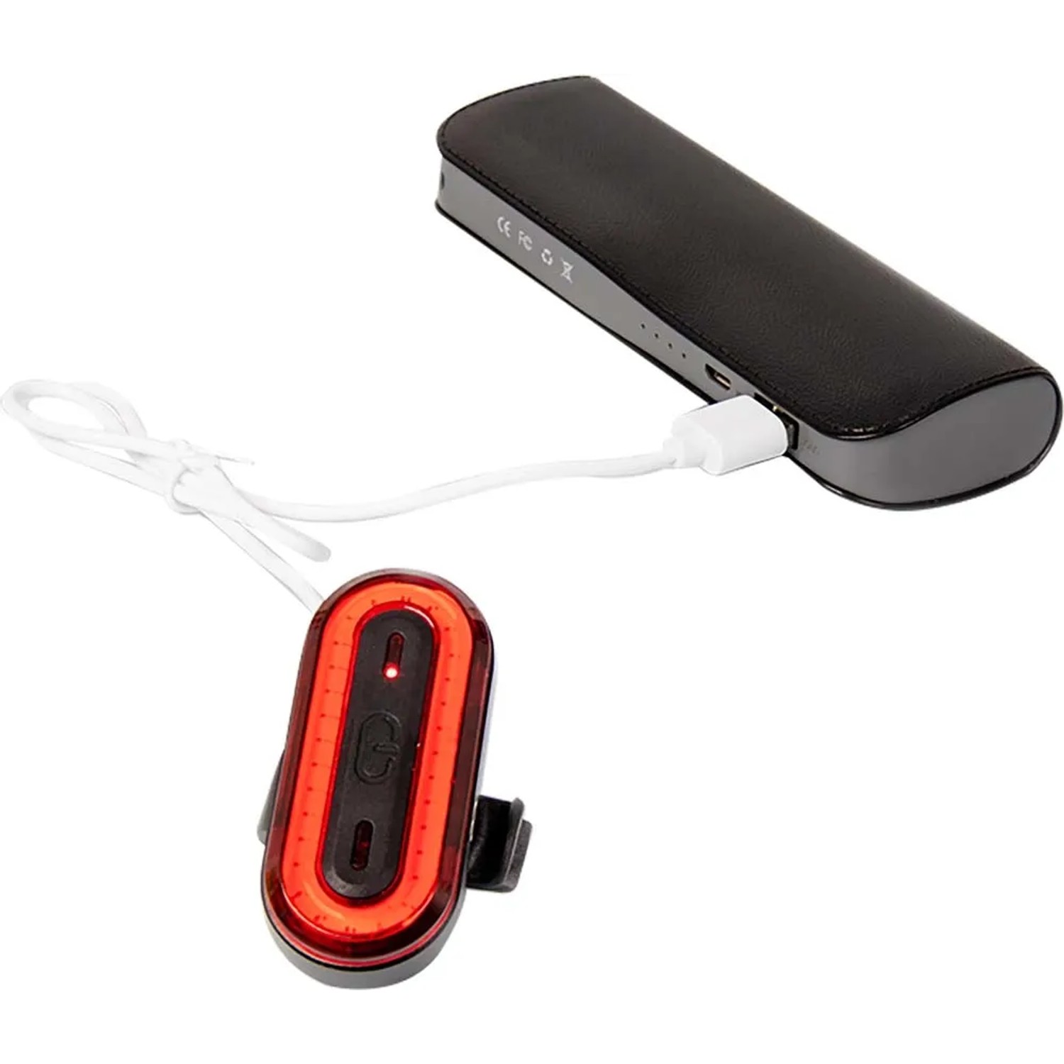Luce per bici t.b.t. in carica con power bank.