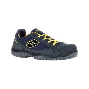 Scarpa da lavoro t.b.t. blu/gialla con lacci e logo.