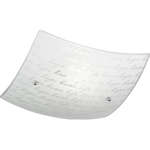 Plafoniere moderna con scritta "Love, Hope, Home, Life" per un'illuminazione elegante.