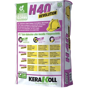 Sacco di colla per piastrelle Kerakoll H40 Revolution. Adesivo flessibile per piastrelle.