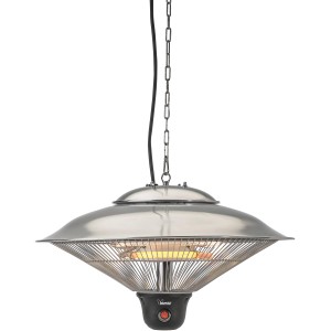 Stufa a sospensione t.b.t. in metallo con base nera.