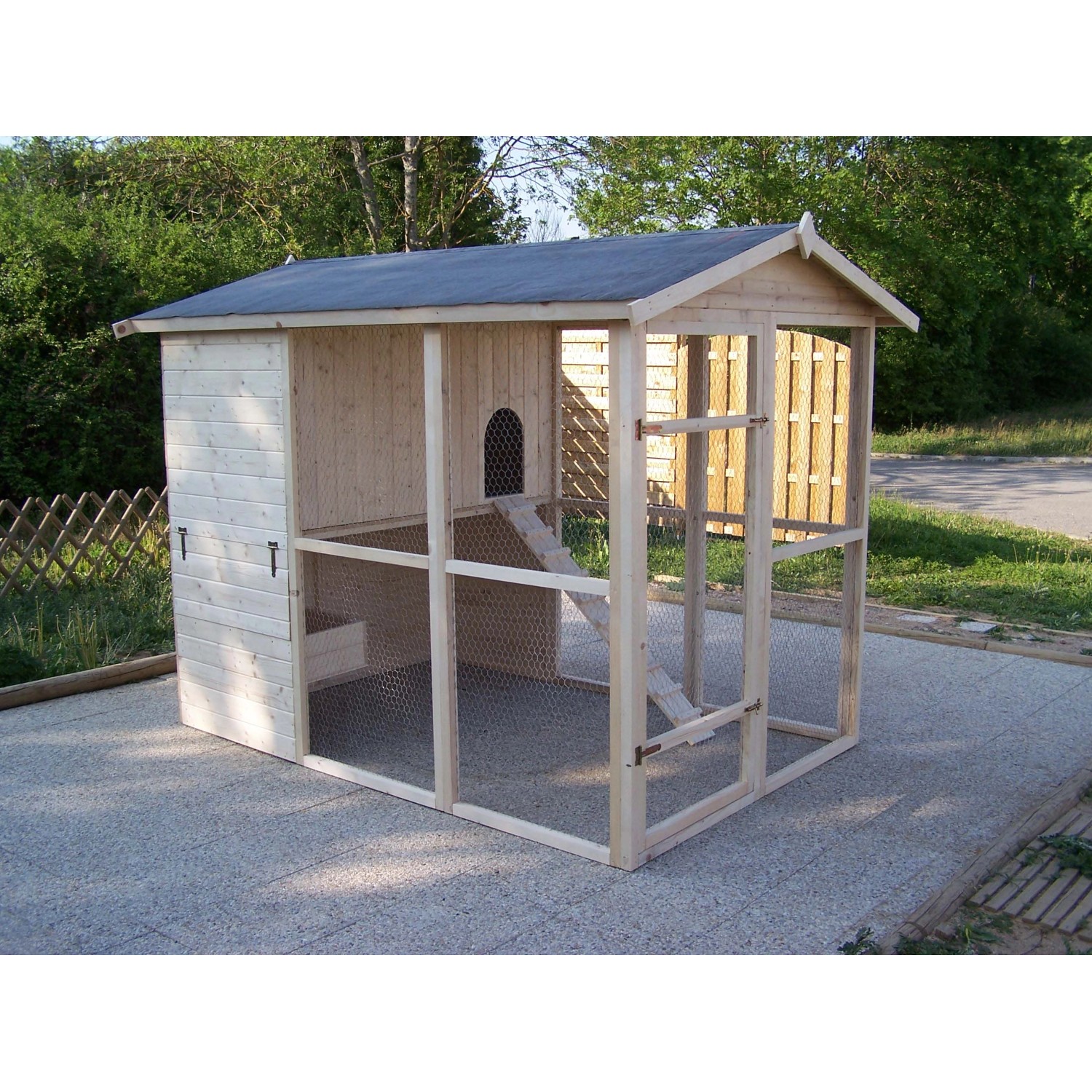 Pollaio in legno con tetto apribile 160x244 cm_5