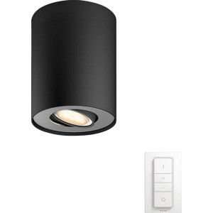 Plafoniera nera con controllo app e interruttore dimmer.