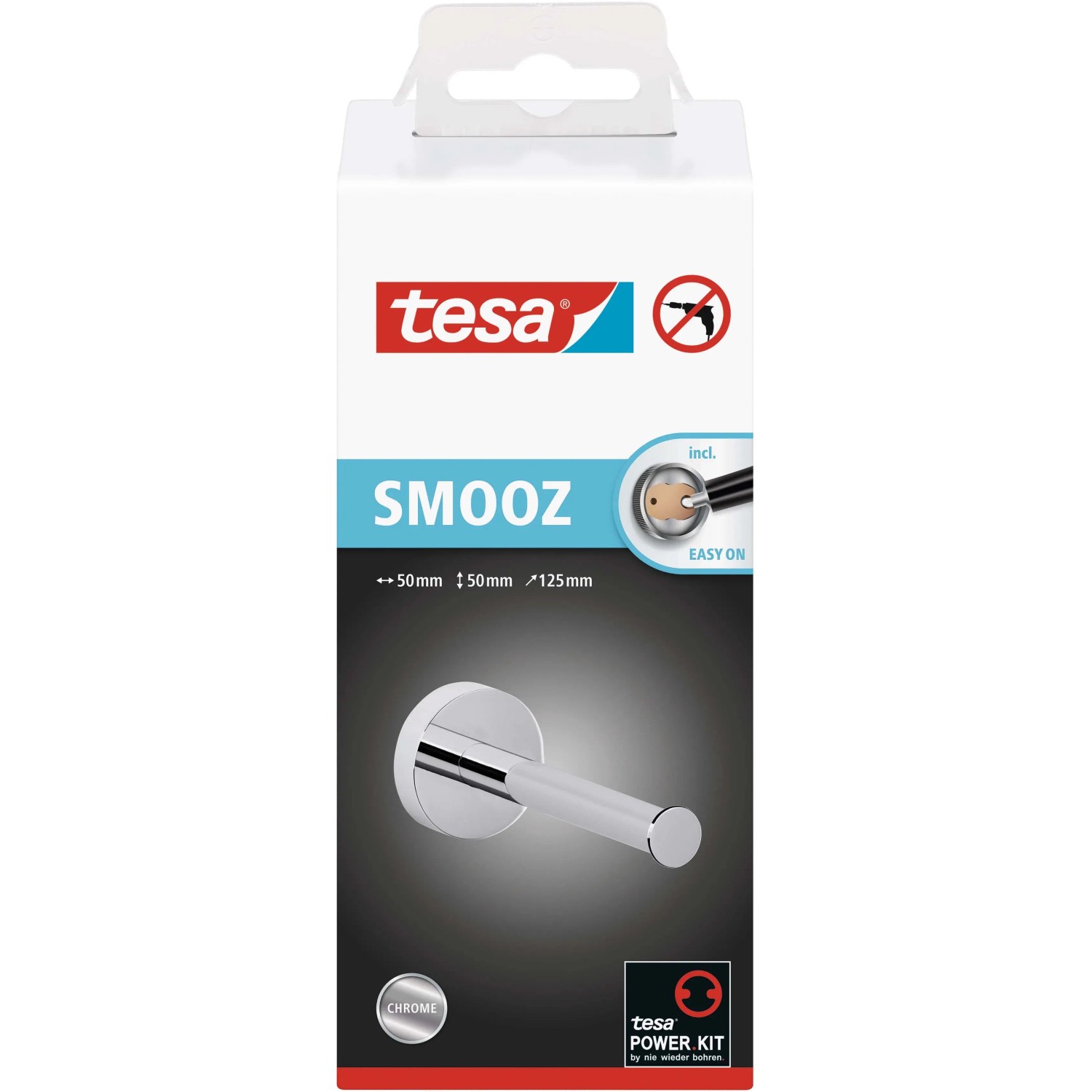 Portarotolo di ricambio Tesa Smooz, cromato, per montaggio a parete senza forare.