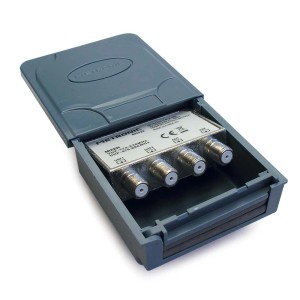 Accessorio video t.b.t. con quattro porte in scatola grigia.