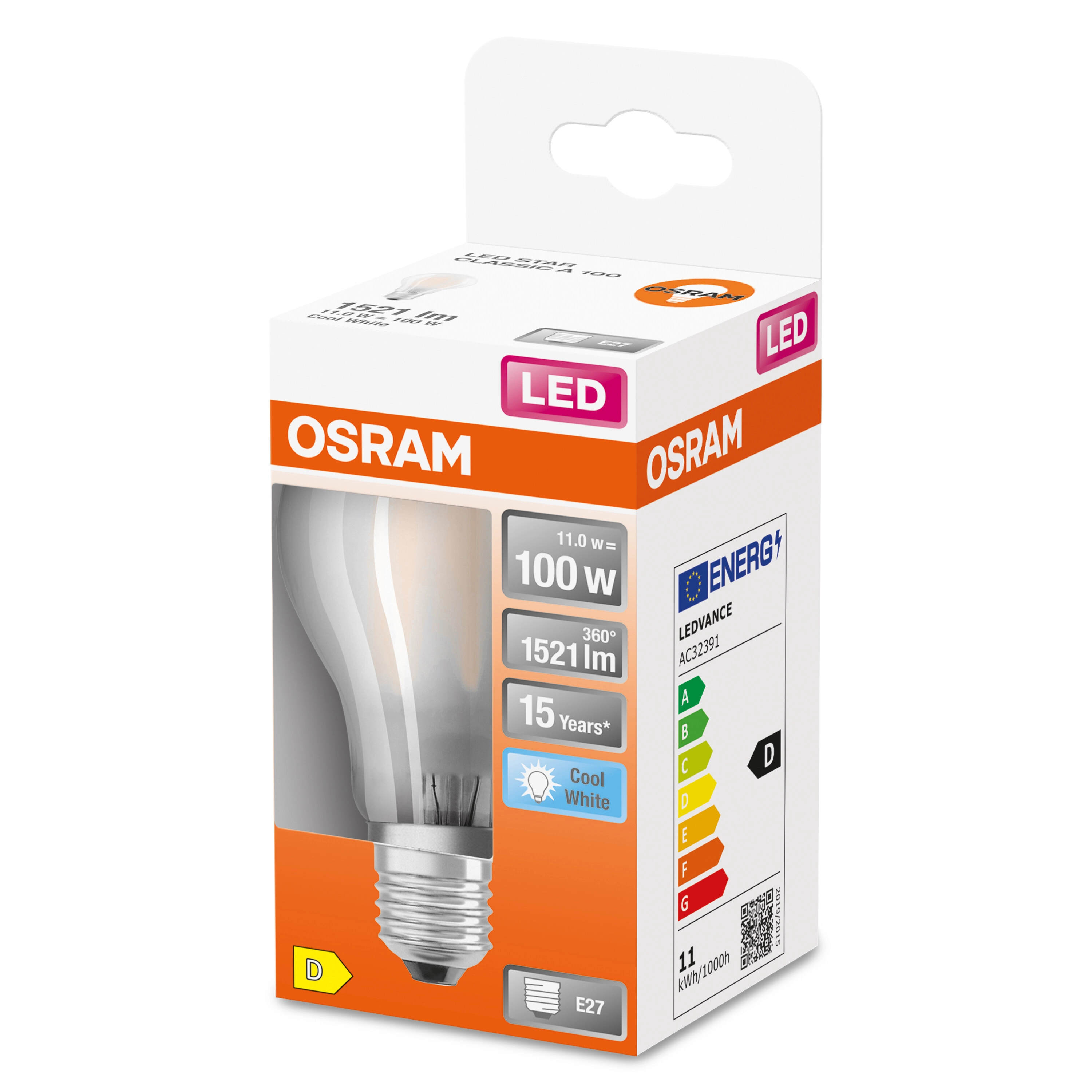 OSRAM lampadina LED smerigliata, forma a goccia 100W 4000K E27