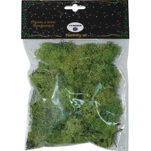 Muschio islandese verde in sacchetto per decorare il presepe. Prodotto naturale per presepi natalizi suggestivi.