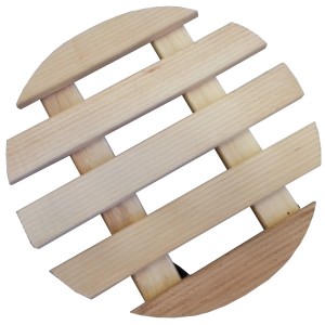 Rotelle per piante rotonde in legno di faggio, naturale e rigato, diametro 30 cm.