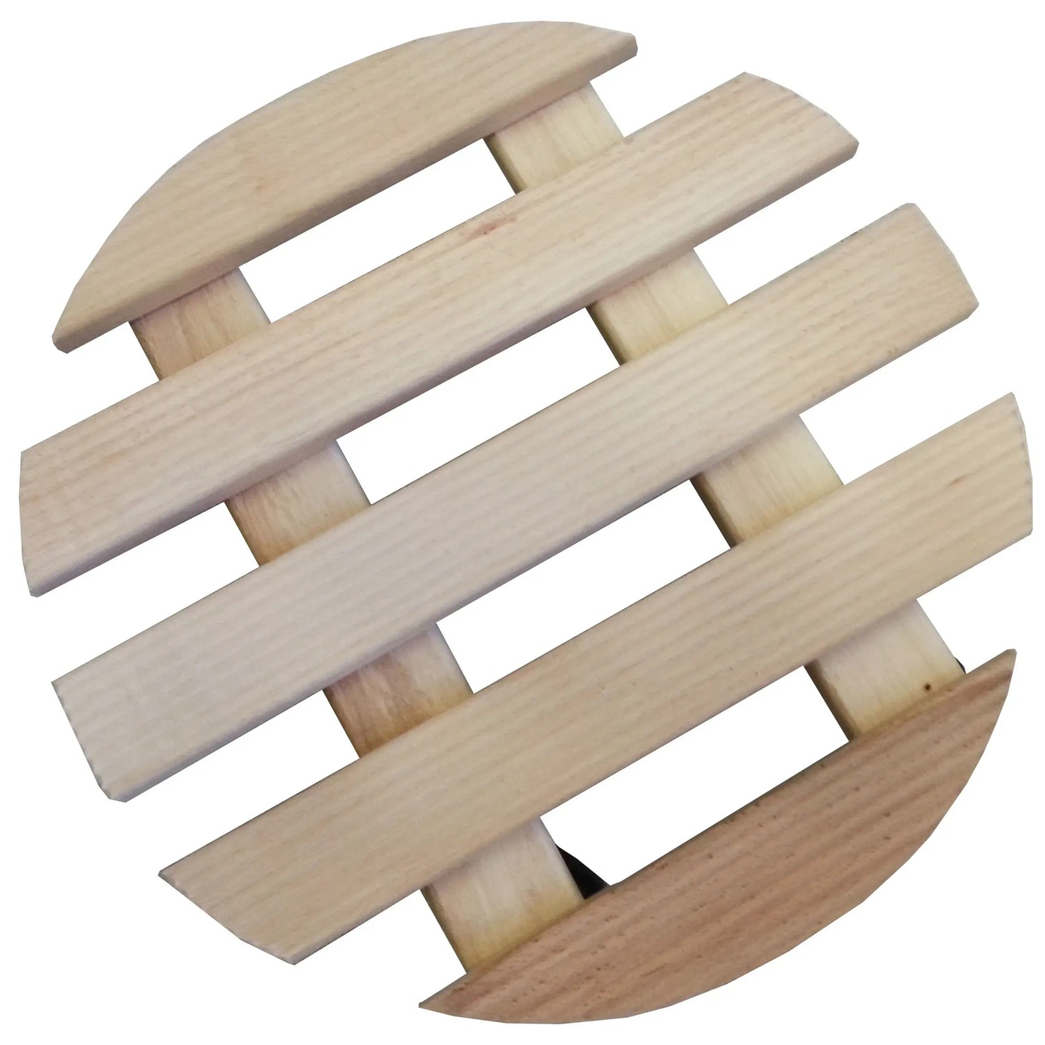 Rotelle per piante rotonde in legno di faggio, naturale e rigato, diametro 30 cm.