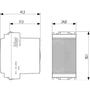 Disegno tecnico di t.b.t. per installazione elettrica, dimensioni in mm.