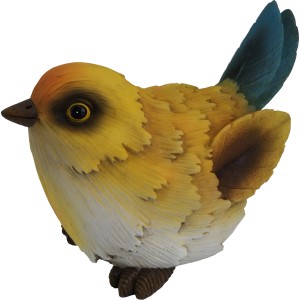Statuetta decorativa uccello giallo, 16 cm, in poliresina, per giardino e balcone.