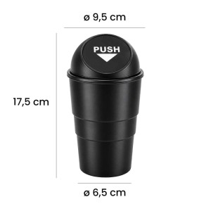 Portarifiuti per auto in plastica 9,5x17x5 cm nero universale