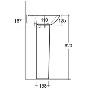 Disegno tecnico lavabo con dimensioni, Colonne bagno.