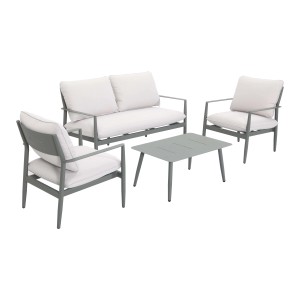 Salotto da giardino Claremont in acc con cuscini poliestere beige 4 posti