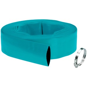 Set tubo flessibile piatto Gardena, 10 m, con fascetta stringitubo. Ideale per pompe sommergibili.
