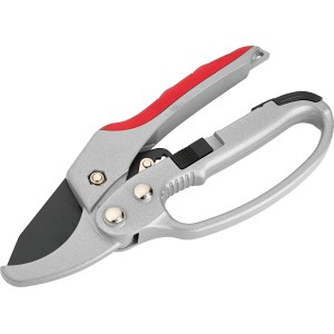 Cesoie a cricchetto Amboss con manici in alluminio e lama antiaderente per un taglio senza sforzo.