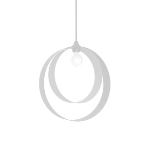 Lampada a sospensione grigia moderna con due cerchi e lampadina.