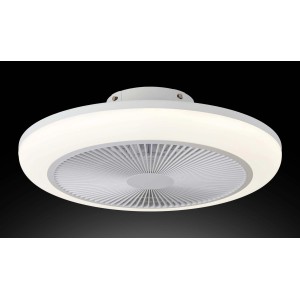 Plafoniera LED bianca t.b.t. con ventilatore integrato.
