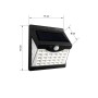 Segnapasso LED t.b.t. nero con pannello solare e sensore di movimento, dimensioni 12x11x6cm.