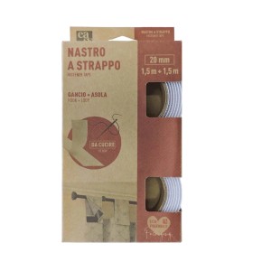 Nastro a strappo da cucire H20 mm bianco 15m gancio + 15m asola
