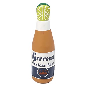 t.b.t. Giocattolo per cani a forma di bottiglia di birra con lime.