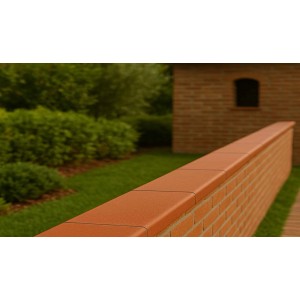 Coprimuro color terracotta in piastrelle, abbinato a Piastrelle per pavimenti.