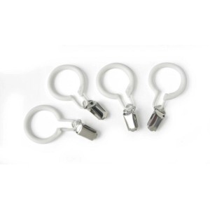 Set di 4 fermacoperte bianchi in plastica con clip in metallo per lettini.