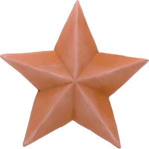 Figura decorativa a stella in terracotta per piante e vasi.