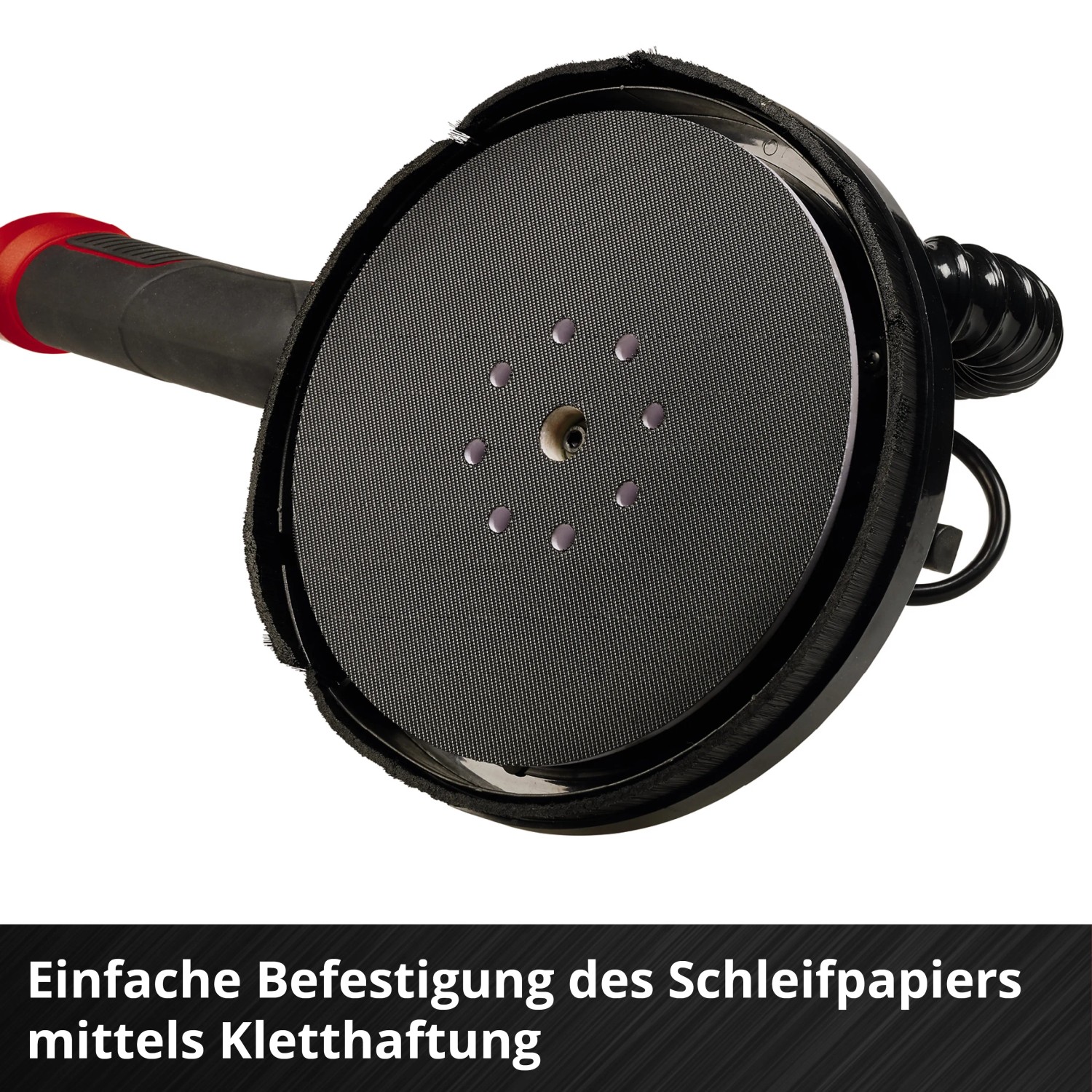 Levigatrice per cartongesso a batteria Einhell TP-DW 18/225 Li Solo, dettaglio della testa di levigatura con velcro.