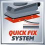 Dettaglio di levigatrice orbitale Einhell TC-OS 1520 con sistema Quick Fix per carta vetrata.