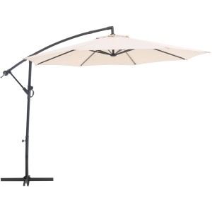 Ombrellone a braccio Alvarado beige, diametro 300 cm, con manovella e palo laterale.