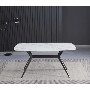 Tavolo da pranzo fisso Callista marmo bianco lucido 160x90x76 cm