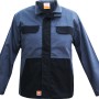 Giacca da lavoro blu con dettagli neri. Abbigliamento da lavoro per artigiani e industria.