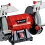 Einhell TC-BG 150: Smerigliatrice da banco rossa con due mole e protezione antiscintille.
