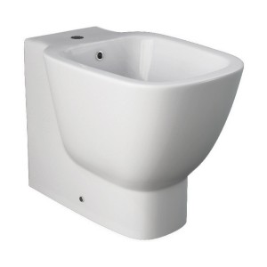 Bidet t.b.t. in ceramica bianca, vista frontale.