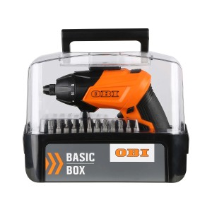 Avvitatore a batteria OBI 3,6V con set di inserti in valigetta