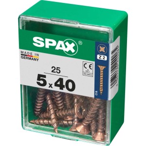 Viti per legno Spax 5x40 mm in contenitore di plastica verde. Viti per legno.