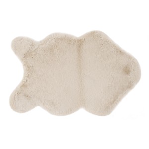 Tappeto a pelo lungo beige e morbido a forma di nuvola.