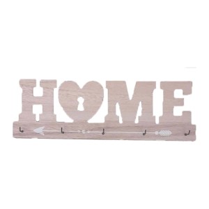 Portachiavi da parete HOME in legno con cuore e ganci