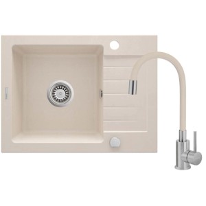 Lavello con rubinetto 1 vasca con gocciolatoio Idrostile Martí 440x164 mm Beige